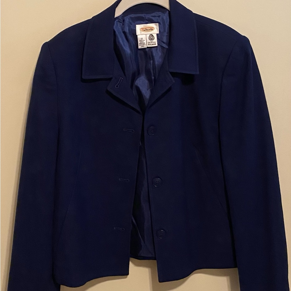 Blue navy Talbots size 12 pure wool jacket is a staple in your closet